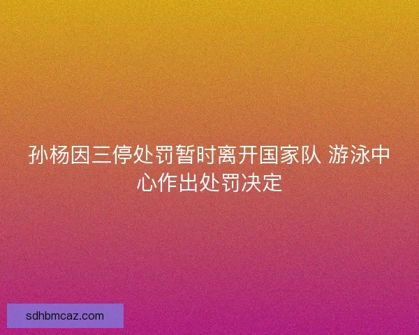 孙杨因三停处罚暂时离开国家队 游泳中心作出处罚决定